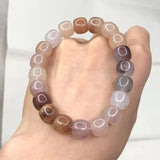 Jade Bracelet Women Men Violet Golden Silk Stone Beaded Bangle