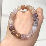Jade Bracelet Women Men Violet Golden Silk Stone Beaded Bangle