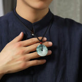 Natural Jade Donut Pendant Chinese Jades Stone Jewellery