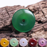 Natural Jade Donut Pendant Chalcedony Necklace Amulet