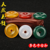 Natural Jade Donut Pendant Chalcedony Necklace Amulet