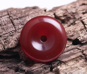 Natural Jade Donut Pendant Chalcedony Necklace Amulet