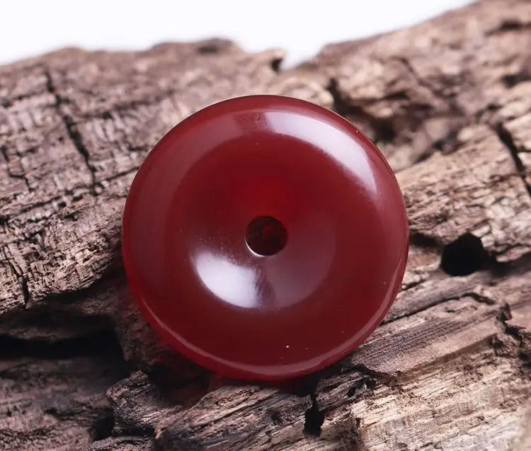 Natural Jade Donut Pendant Chalcedony Necklace Amulet