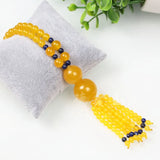 Natural Jade Strand Necklace Women Sweater Chain Green Yellow Red Chalcedony