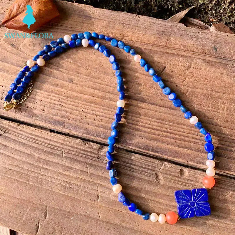 Natural LAPIS Pendant Necklace Gemstone Women Healing AAAAA High Jewelry