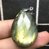 Labradorite Pendant Yellow Light Crystal Silver Moonstone Stone AAAAA
