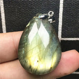 Labradorite Pendant Yellow Light Crystal Silver Moonstone Stone AAAAA