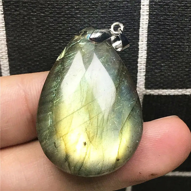 Labradorite Pendant Yellow Light Crystal Silver Moonstone Stone AAAAA