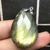 Labradorite Pendant Yellow Light Crystal Silver Moonstone Stone AAAAA