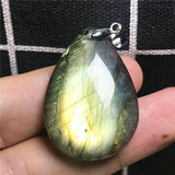 Labradorite Pendant Yellow Light Crystal Silver Moonstone Stone AAAAA
