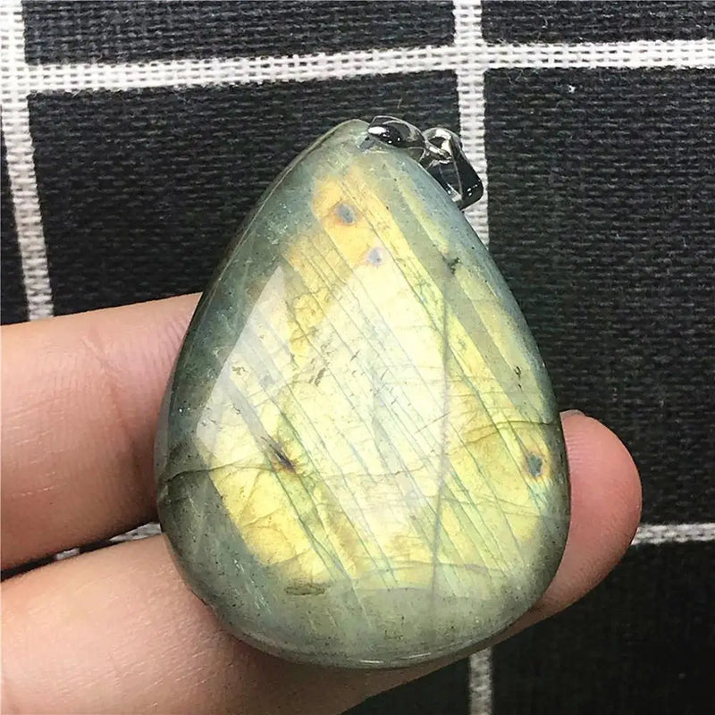 Labradorite Pendant Necklace Crystal Beads Silver Moonstone Stone AAAAA