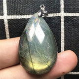 Labradorite Pendant Jewelry Yellow Light Crystal Silver Moonstone Stone AAAAA