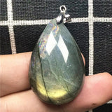 Labradorite Pendant Jewelry Yellow Light Crystal Silver Moonstone Stone AAAAA