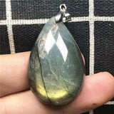 Labradorite Pendant Jewelry Yellow Light Crystal Silver Moonstone Stone AAAAA