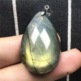 Labradorite Pendant Jewelry Yellow Light Crystal Silver Moonstone Stone AAAAA