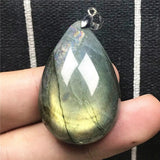 Labradorite Pendant Jewelry Yellow Light Crystal Silver Moonstone Stone AAAAA