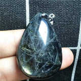 Labradorite Pendant YellowCrystal Beads Water Drop Silver Moonstone Stone AAAAA