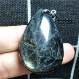 Labradorite Pendant YellowCrystal Beads Water Drop Silver Moonstone Stone AAAAA