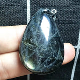 Labradorite Pendant YellowCrystal Beads Water Drop Silver Moonstone Stone AAAAA