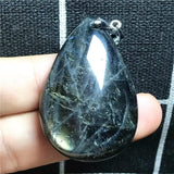 Labradorite Pendant YellowCrystal Beads Water Drop Silver Moonstone Stone AAAAA