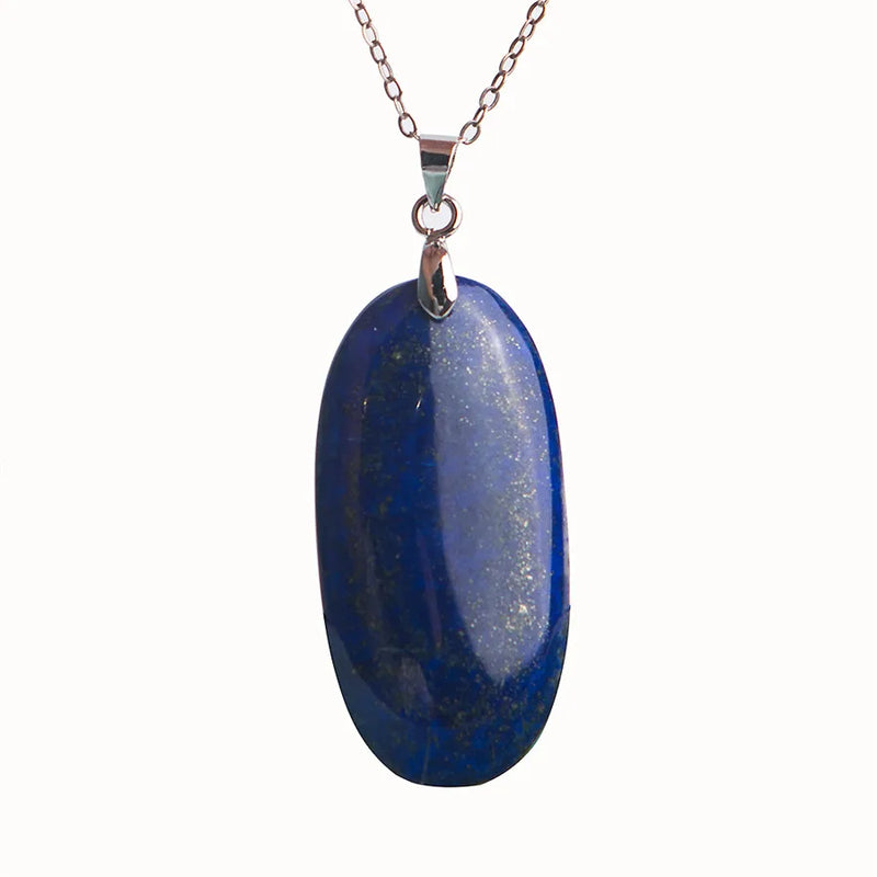 Lapis Lazuli Oval Gem Pendant Necklace for Women