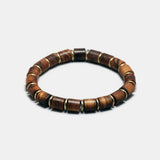 Nanmu Wooden Bead Bracelet Men Tibetan Buddha Hand String Barrel Rosary Beads