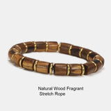 Nanmu Wooden Bead Bracelet Men Tibetan Buddha Hand String Barrel Rosary Beads