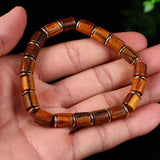 Nanmu Wooden Bead Bracelet Men Tibetan Buddha Hand String Barrel Rosary Beads