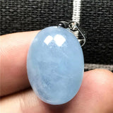 Ocean Aquamarine Beads Pendant Crystal Stone Silver Jewelry