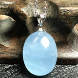 Aquamarine Pendant Necklace 925 Silver Chains