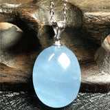 Aquamarine Pendant Necklace 925 Silver Chains