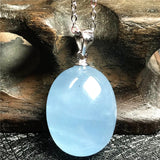Aquamarine Pendant Necklace 925 Silver Chains