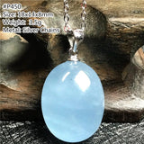 Aquamarine Pendant Necklace 925 Silver Chains
