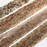 Natural Orange Gray Moonstone Faceted Loose Gem Beads for Jewelry Making 2-3mm