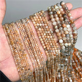 Natural Orange Gray Moonstone Faceted Loose Gem Beads for Jewelry Making 2-3mm