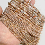 Natural Orange Gray Moonstone Faceted Loose Gem Beads for Jewelry Making 2-3mm