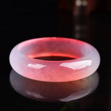 Natural Pink Jade Bangle Bracelet Hand-Carved Amulet for Women Men