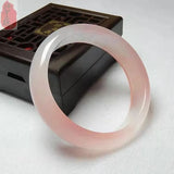 Pink Jade Bangle Bracelet Charm Hand-Carved Amulet Women Men