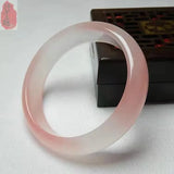 Pink Jade Bangle Bracelet Charm Hand-Carved Amulet Women Men