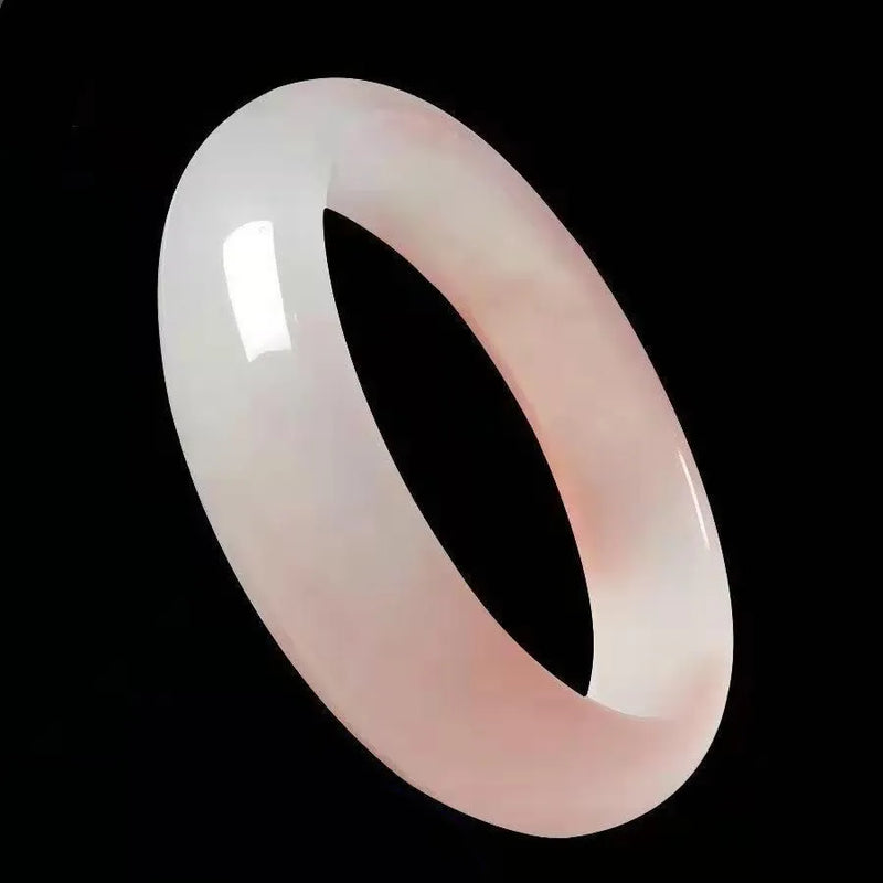 Pink Jade Bangle Bracelet Charm Hand-Carved Amulet Women Men