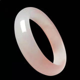 Pink Jade Bangle Bracelet Charm Hand-Carved Amulet Women Men