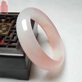 Pink Jade Bangle Bracelet Charm Hand-Carved Amulet Women Men