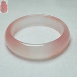 Pink Jade Bangle Bracelet Charm Hand-Carved Amulet Women Men