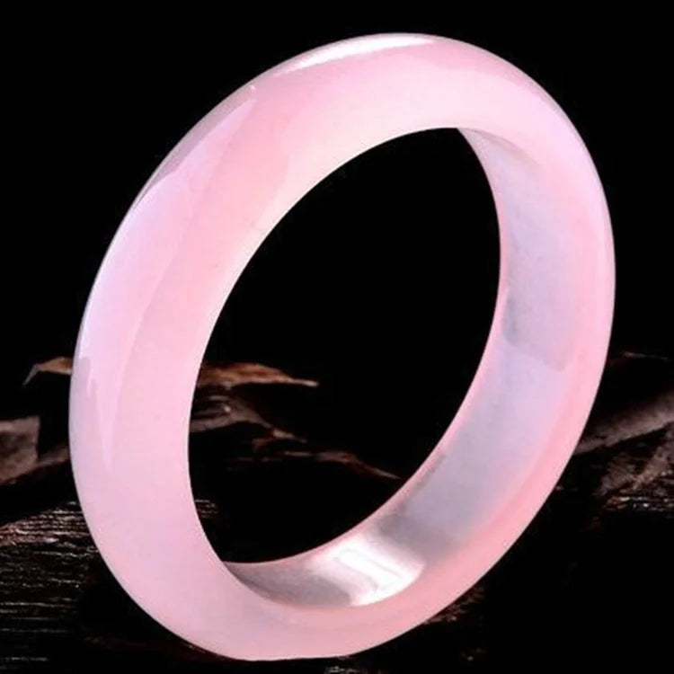 Pink Jade Bangle Bracelet Charm Hand-Carved Amulet