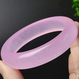 Pink Jade Bangle Bracelet Charm Hand-Carved Amulet