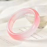 Natural Pink Jade Bangles Floating Flower Ladies Jadeite Jewelry