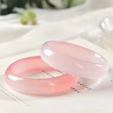 Natural Pink Jade Bangles Floating Flower Ladies Jadeite Jewelry