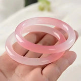 Natural Pink Jade Bangles Floating Flower Ladies Jadeite Jewelry
