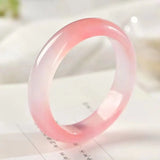 Natural Pink Jade Bangles Floating Flower Ladies Jadeite Jewelry