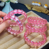 Pink Rose Quartz Gemstone Bracelet Bangle 14x10mm Beads